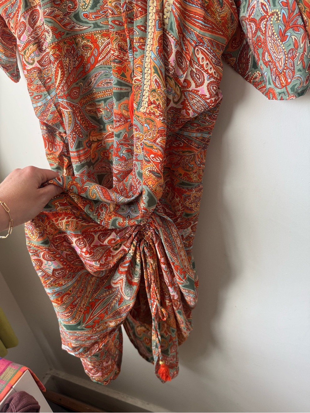 Karma Highway Printed V Neck Gypset Boho Maxi Kaftan Dress M/L - Picture 3 of 5